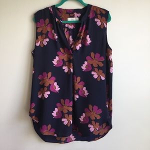 LOFT navy floral sleeveless top